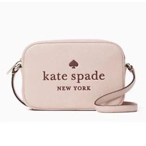 KATE SPADE MINI CAMERA BAG ROSE SMOKE EMBOSSED LEATHER W GLITTER LOGO